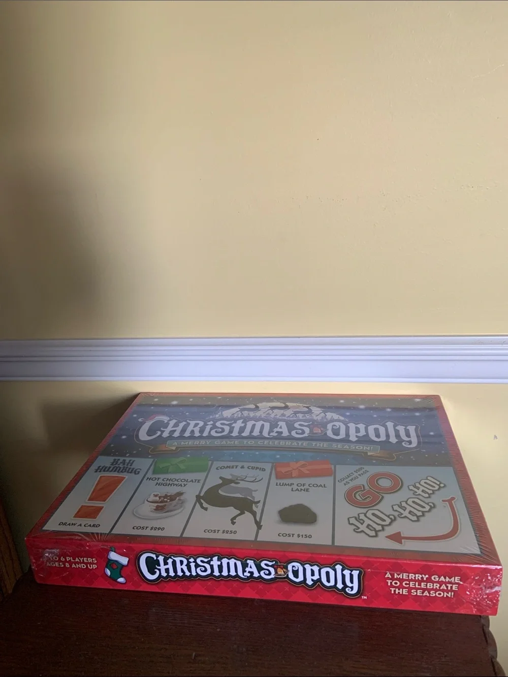 Christmas-opoly Board Game - Holiday Family Puzzle Game (Red, Blue)